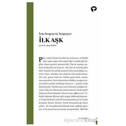 İlk Aşk - İvan Sergeyeviç Turgenyev - Turkuvaz Kitap