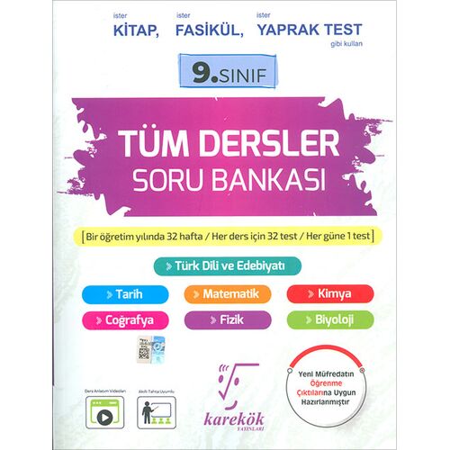 9.Sınıf Tüm Dersler Soru Bankası Karekök Yayınları