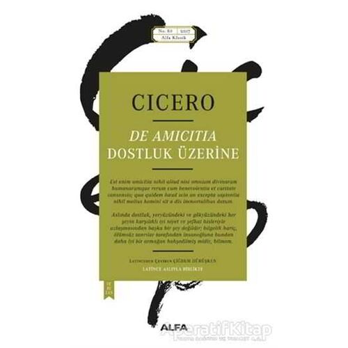 Dostluk Üzerine - Marcus Tullius Cicero - Alfa Yayınları